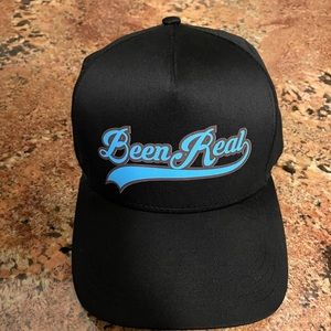 Been Real Apparel Snap Back Trucker Hat Black & Blue x BeenRealApparel.com